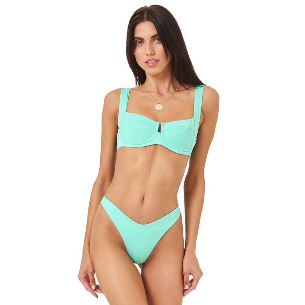 L*Space Camellia-Cabana Bikini Top & Bottom Set Bright Teal Blue S NWT